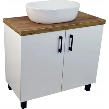 Koupelnový nábytek Koupelnová skříňka pod deskové umyvadlo ROSO W 80-HD - bílá/zlatý dub