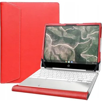 POUZDRO NA TABLET HP CHROMEBOOK X360 12" ČERVENÁ EKO KŮŽE UZAVÍRATELNÉ S KLOPOU