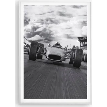 Obraz Plakát na zeď v bílém rámu 70x100 formule 1 obraz plakáty do obývacího pokoje