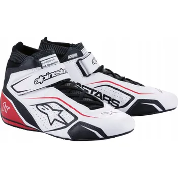 Moto obuv Boty Alpinestars Tech 1-T V3 s homologací FIA, bílo-černo-červené, velikost 44