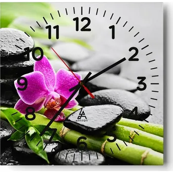 Hodiny Kuchyňské nástěnné hodiny 30x30 Květiny Skleněné hodiny do obýváku Moderní Tiché