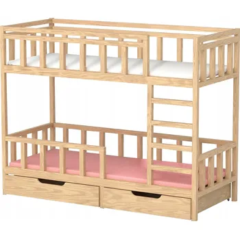 Dětská postel Nelakovaná patrová postel FILIP PLUS – 160x80cm