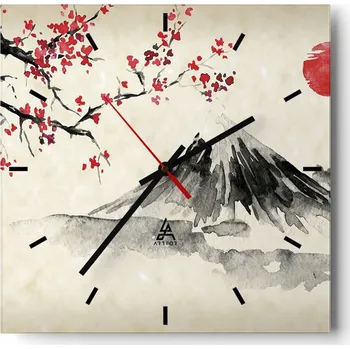 Hodiny Velké nástěnné hodiny 40x40 Krajina Skleněné hodiny Tiché