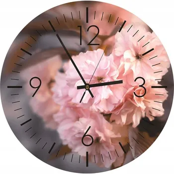 Hodiny Nástěnné hodiny KULATÝ Fotoobraz 40cm Pudrová květina