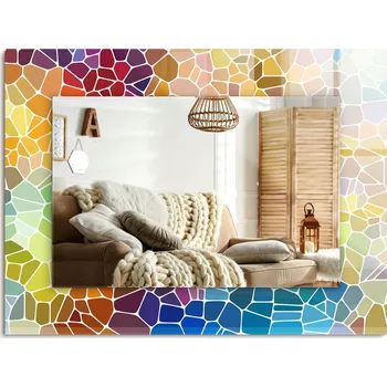 Zrcadlo Stylové obdélníkové nástěnné Zrcadlo 80x60 cm Barevná mozaika abstraktní