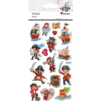 samolepka Dekorativní konvexní Samolepky Piráti 16 ks Titanum