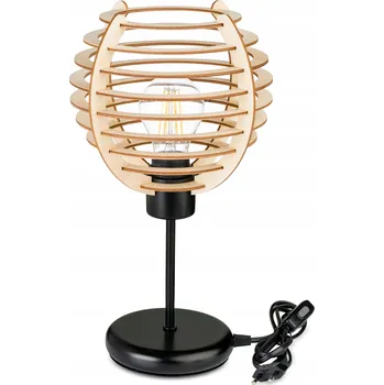 Lampička Noční lampa Stolní lampa loft LED E27 Dřevo