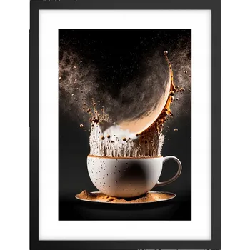 Obraz Obraz plakát v černém rámu do obýváku 30x40 káva foto plakáty na zeď