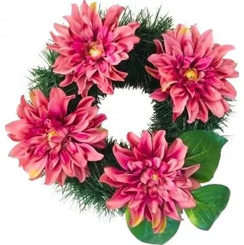 Obraz Hotový VĚNEC ozdobený KVĚTINAMI na hřbitov, dekorace hrobu, kříž