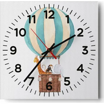 Hodiny Nástěnné hodiny do obýváku 40x40 Balón Bezhlučné hodiny na skle Stylové Tiché