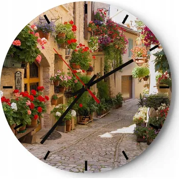 Hodiny Velké nástěnné hodiny 40x40 cm Město Skleněné hodiny Kulatý Tiché