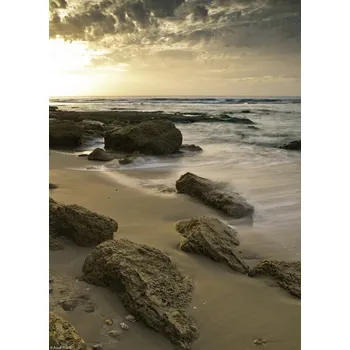 Obraz Plakát Západ slunce nad pláží Palmachim bez rámu 20,5 x 28,4 cm