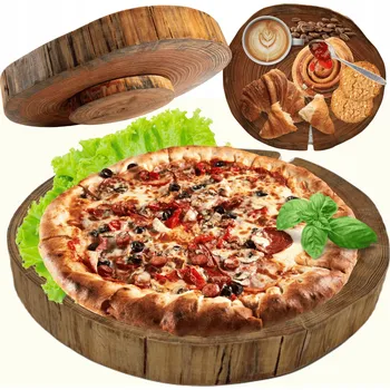 Otočná dřevěná servírovací deska MODŘÍN, průměr 30-35 cm, na občerstvení, EKO