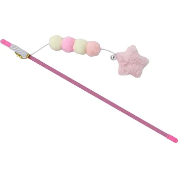 Hračka pro kočku BUBU PETS rybářský prut s lanem a plyšovou hvězdou 31-47cm