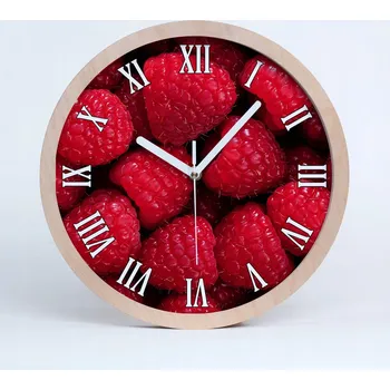 Hodiny Dřevěné nástěnné hodiny římské maliny fi 30 cm