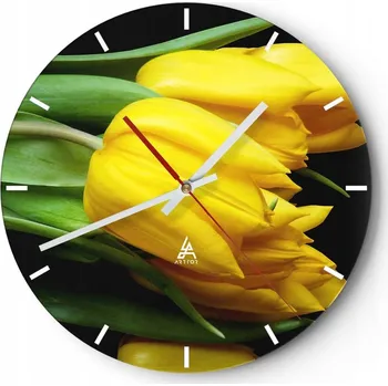 Hodiny Nástěnné hodiny do kuchyně 30x30 Květiny Skleněné hodiny do obýváku Loft Tiché