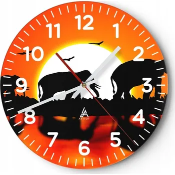 Hodiny Nástěnné hodiny do obýváku 40x40 Zvířata Kulatý Skleněné hodiny Loft Tiché