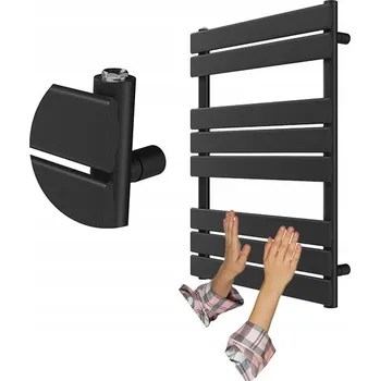Radiátor KOUPELNOVÝ RADIÁTOR ČERNÝ ŽEBŘÍKOVÝ 80x60 cm MODERNÍ OTOPNÉ TĚLESO OSLO