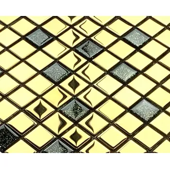 Obklad Skleněná mozaika Englass 30 x 30 cm černá, odstíny žluté a zlatá