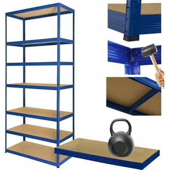 Dílenský regál Kovový regál do skladu HELIOS 270x75x30cm 7 polic x 175kg - ROBUSTNÍ
