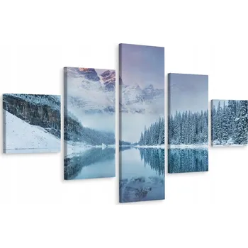 Obraz Vícedílný obraz HORY v mlze Jezero Les 3D 200x120