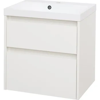 Koupelnový nábytek Mereo Opto, koupelnová skříňka s umyvadlem z litého mramoru 61 cm, bílá CN910M