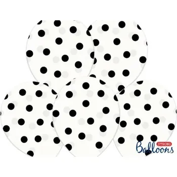 Balónek Balónky černé s puntíky, 6 ks, 30 cm, průhledné