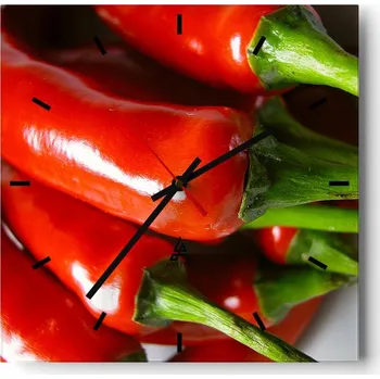 Hodiny Nástěnné hodiny do kuchyně 30x30 Gastronomie Stylové hodiny na skle Loft Tiché