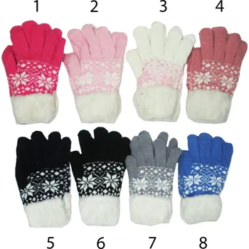 Rukavice Dívčí teplejší pletené prstové rukavice