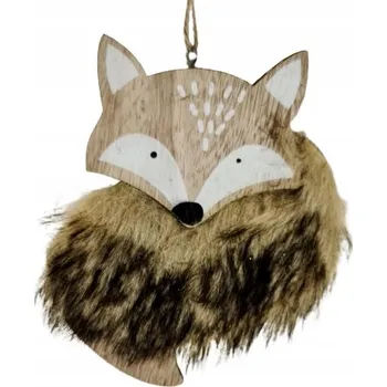 Vánoční dekorace Dřevěná Závěsná Ozdoba Liška Liška Hnědá s Kožíškem na Vánoční Stromeček V:14 Dakls