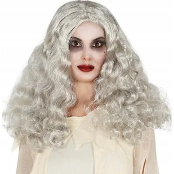 Karnevalová paruka Guirca paruka polodlouhé vlasy světle šedá kudrnaté