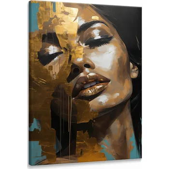 Obraz Obraz na zeď Moderní PORTRET Ženy Glamour Styl Zlaté Rty 60x90