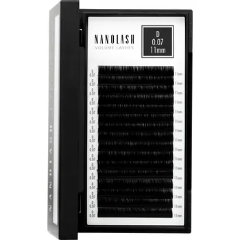 Umělé řasy Umělé řasy pro prodlužování Nanolash - 0.07 tloušťka, zatočení D, 11mm délka, 16 proužků