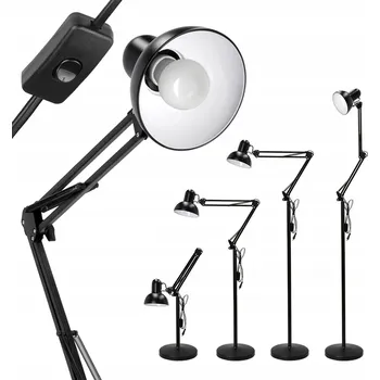 Stojací lampa Stojací lampa 2m s nastavitelným ramenem ČERNÁ 1xE27 KOVOVÁ