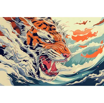 Plakát Plakát Tygr na vlně bez rámu 91,5 x 61 cm