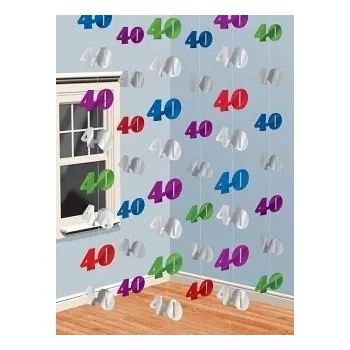 Vánoce Závěsná dekorace čtyřicítka 40 6ks 2m Narozeniny