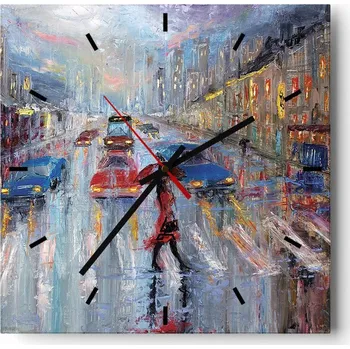 Hodiny Velké nástěnné hodiny na zeď 40x40 Město Skleněné hodiny Čtvercové Tiché