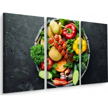 Obraz Třídílný obraz zelenina Paprika Okurka 180x120 cm