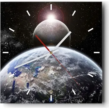 Hodiny Velké nástěnné hodiny na zeď 40x40 Kosmos Skleněné hodiny Čtvercové Tiché