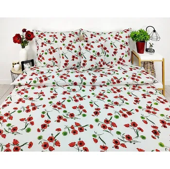 Povlečení Povlečení bavlna PREMIUM 220x200 polní máky na bílém moderní stylové