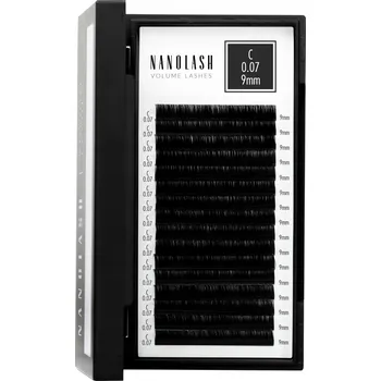 Umělé řasy Umělé řasy pro prodlužování Nanolash - 0.07, zakřivení C, 9 mm, 16 proužků