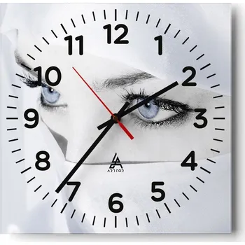 Hodiny Kuchyňské nástěnné hodiny 30x30 Žena Skleněné hodiny do obýváku Moderní Tiché