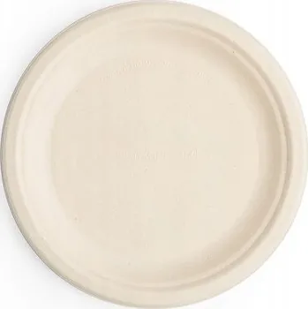 Jednorázové nádobí Kompostovatelné talíře z cukrové třtiny béžové 17,8 cm 50 ks