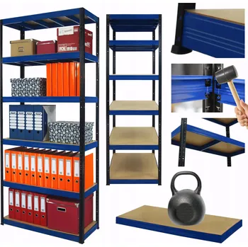 Dílenský regál Kovový regál do skladu HELIOS 213x90x45 cm, 6 polic, nosnost 175 kg/police, kombinovatelný