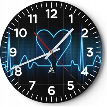 Hodiny Nástěnné hodiny do obýváku 40x40 Grafika Kulatý Hodiny na skle Loft Tiché