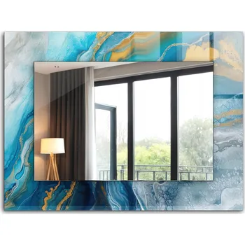 Zrcadlo Nástěnné zrcadlo s rámem z tvrzeného skla Abstraktní mramorová pryskyřice 80x60