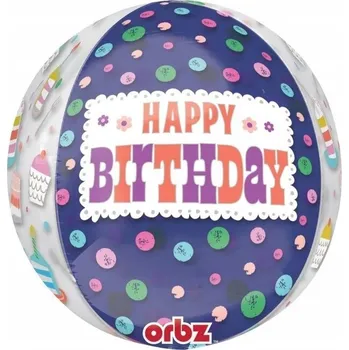 Balónek Amscan Foil balónek orbz Happy Birthday Cupcake 40cm