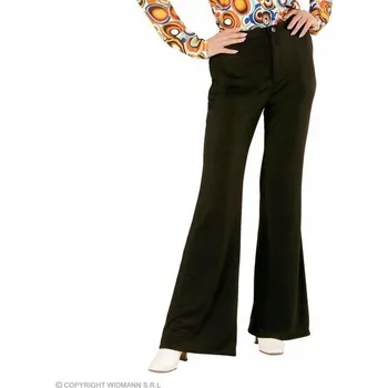 DÁMSKÉ ČERNÉ ZVONOVÉ KALHOTY STŘIH 70. LÉTA DISCO L/XL