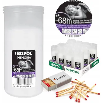 Svíčka Parafínové vložky do hřbitovních svíček BISPOL P320 68H 15 ks + zápalky DABSTER_ PL a38