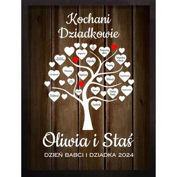 Obraz Poděkování pro prarodiče ke Dni babičky a dědečka rámeček dárek srdce vzory